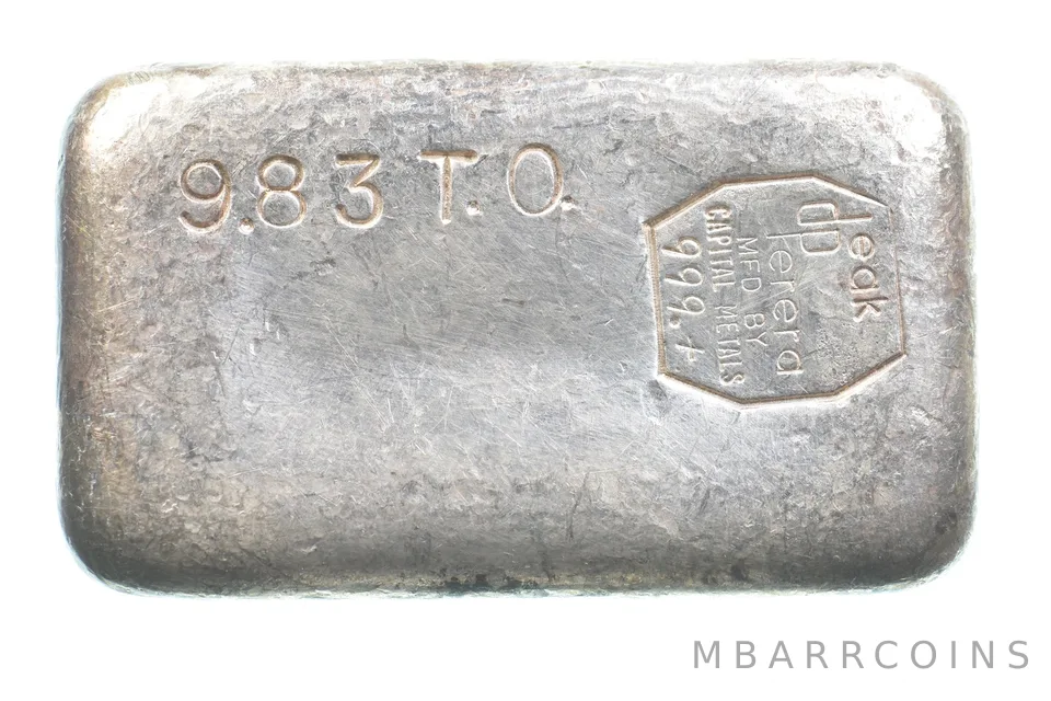 9.83 Troy Oz Silver Bar Deak Perera Vintage Poured Capital Metals 10 *5547