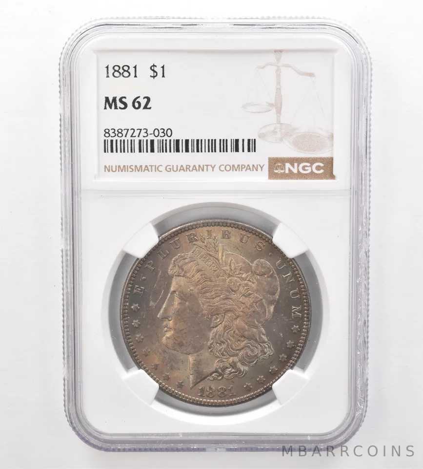 1881 Morgan Silver Dollar MS62 NGC Beautiful Tone a7423