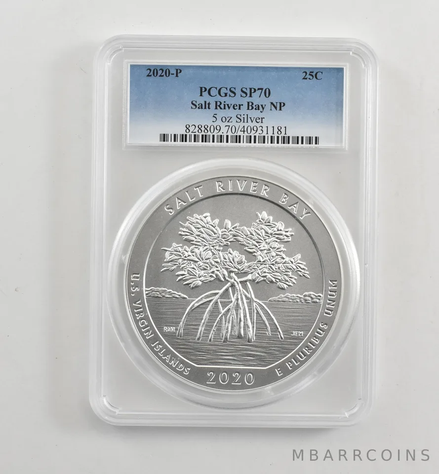 2020-P 5 Oz Silver Quarter ATB Salt River Bay SP70 PCGS *1759