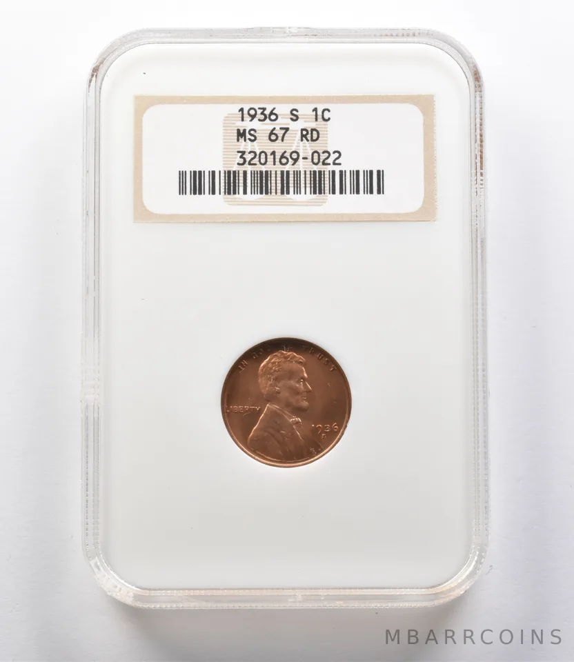 MS67 RD 1936-S Lincoln Wheat Cent NGC a2778