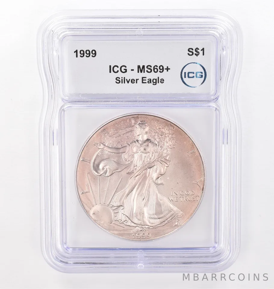 1999 American Silver Eagle MS69+ ICG Beautiful Tone *4302