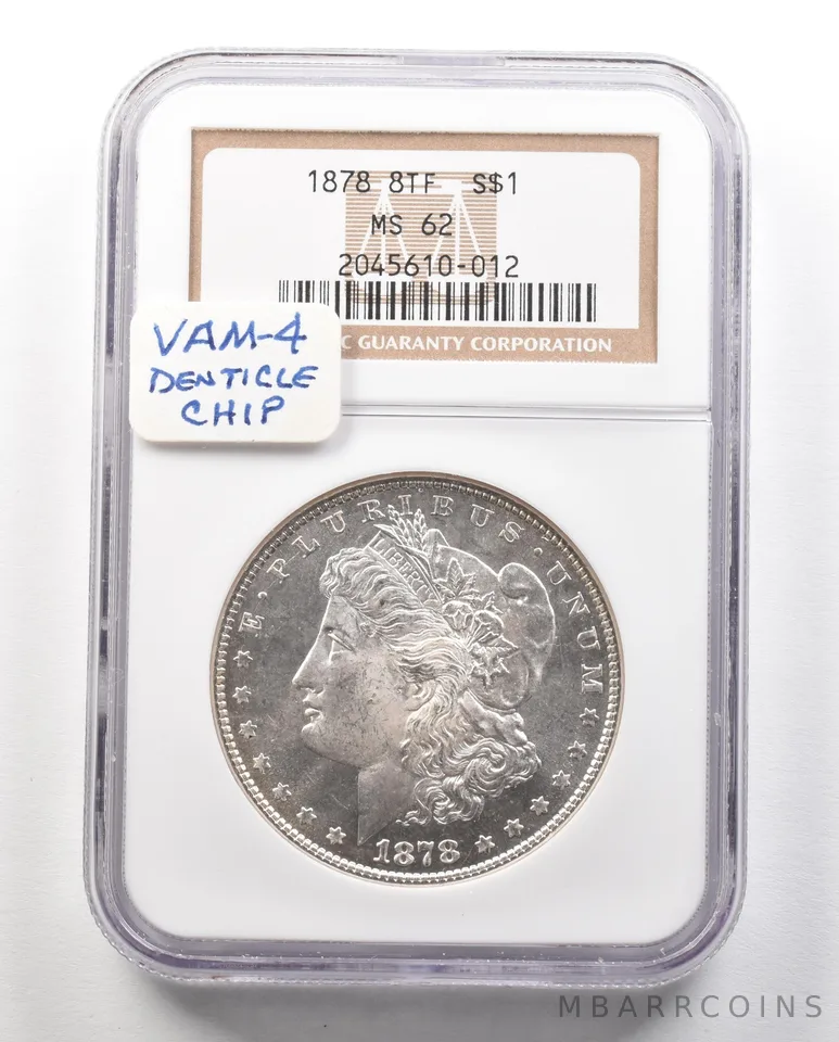 1878 8TF Morgan Silver Dollar MS62 NGC a4759