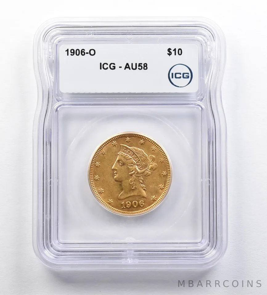 1906-O $10 Liberty Head Gold Eagle AU58 ICG *0392