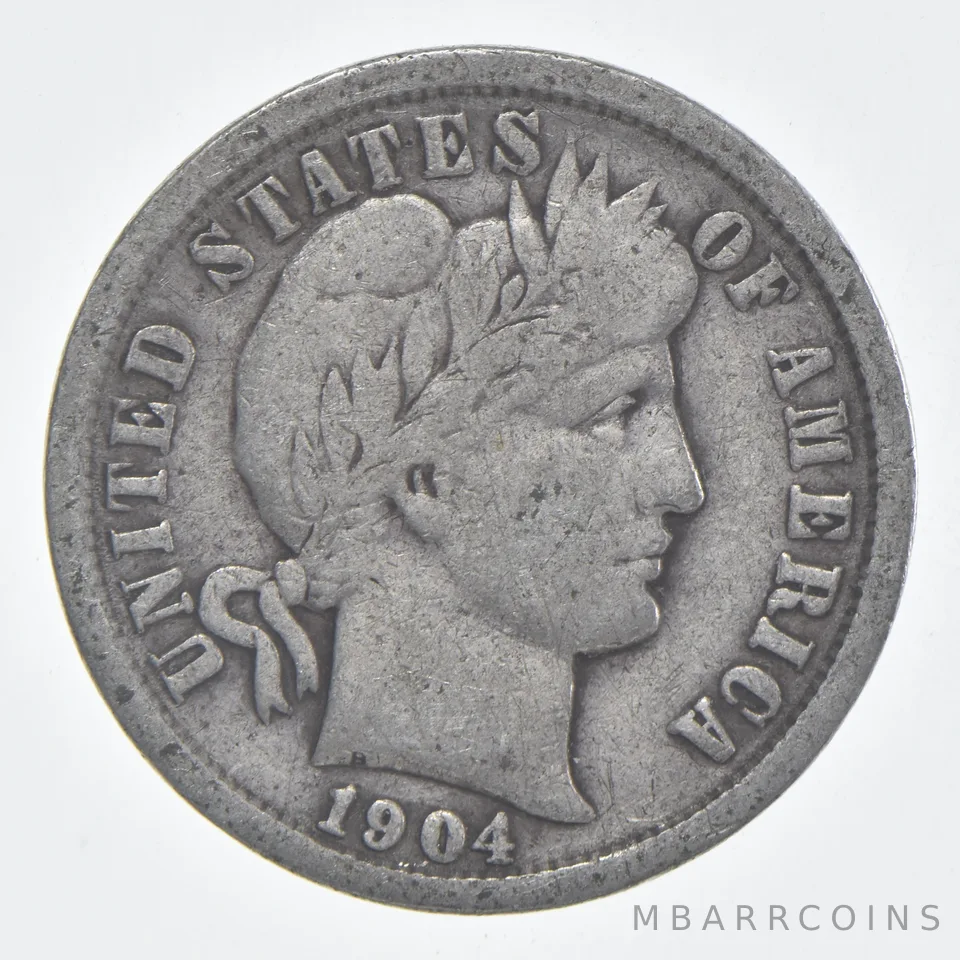 1904 (P) Barber Dime 90% Silver VG Condition