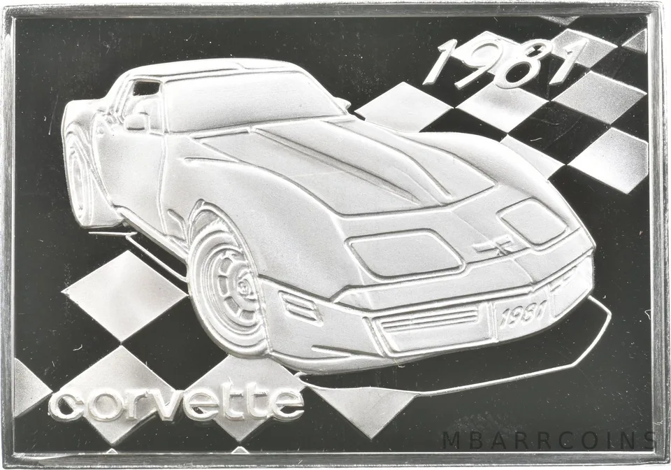 1981 Corvette Silver Art Bar 36.7 Grams a8647