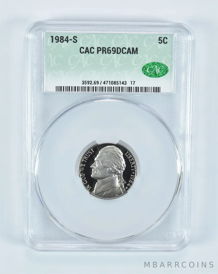 1984-S Jefferson Nickel PR69 DCAM CAC CACg