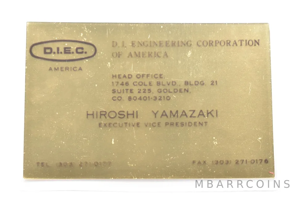 1 Gram Gold Mitsubishi Metal Corporation Business Card a3516
