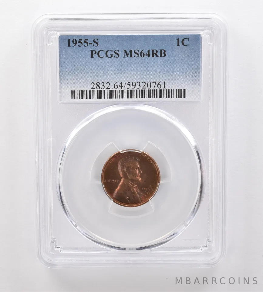 1955-S Lincoln Wheat Cent MS64 RB PCGS Beautiful Tone *2066