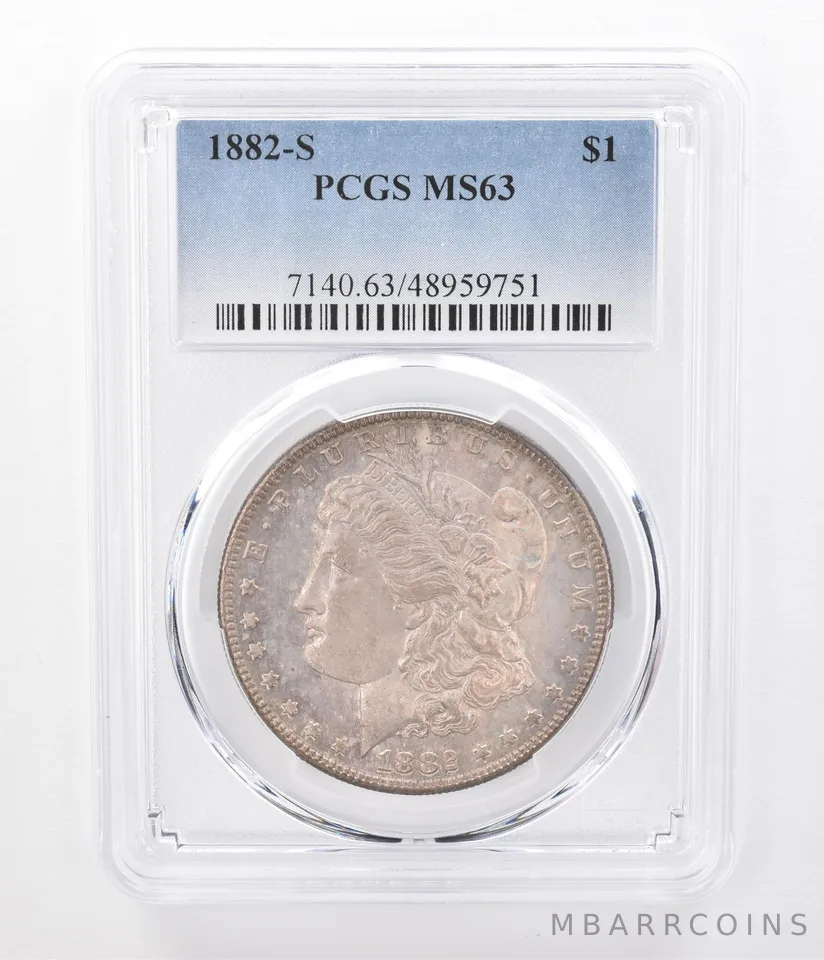 1882-S Morgan Silver Dollar MS63 PCGS Beautifully Toned a7451