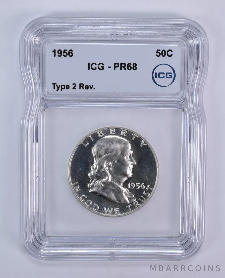 1956 Franklin Half Dollar Type 2 Reverse PR68 ICG