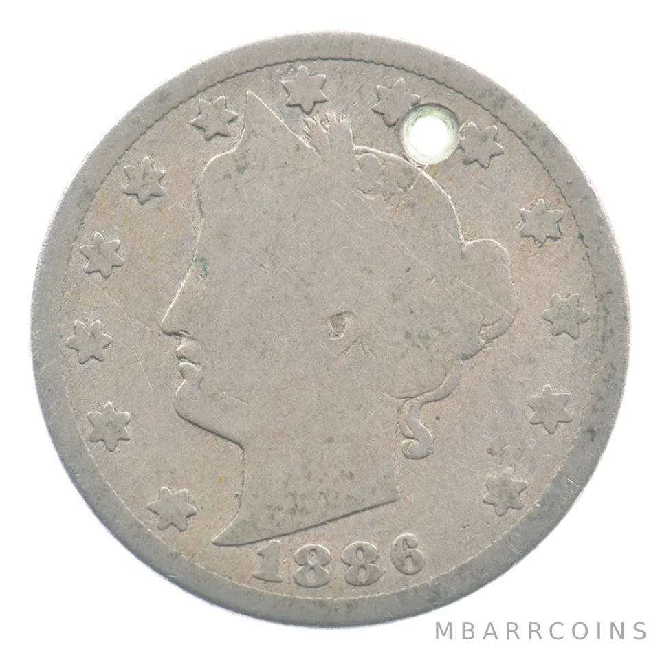 1886 Liberty V Nickel Holed *4483