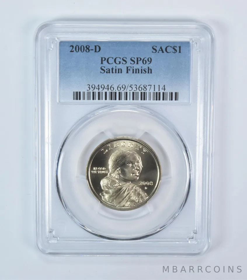 2008-D Sacagawea $1 Satin Finish SP69 PCGS Blue Label