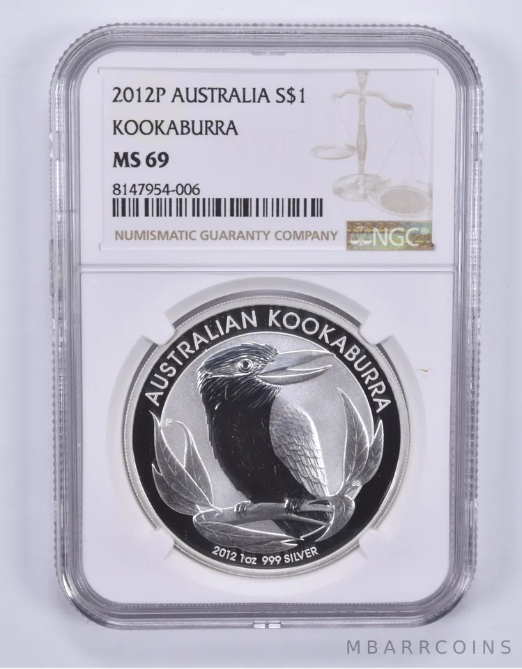 2012 P Australia 1 Dollar Silver Kookaburra MS69 NGC Brown Label