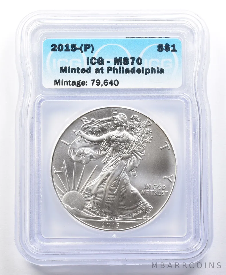 2015 (P) American Silver Eagle MS70 ICG Philadelphia *2014