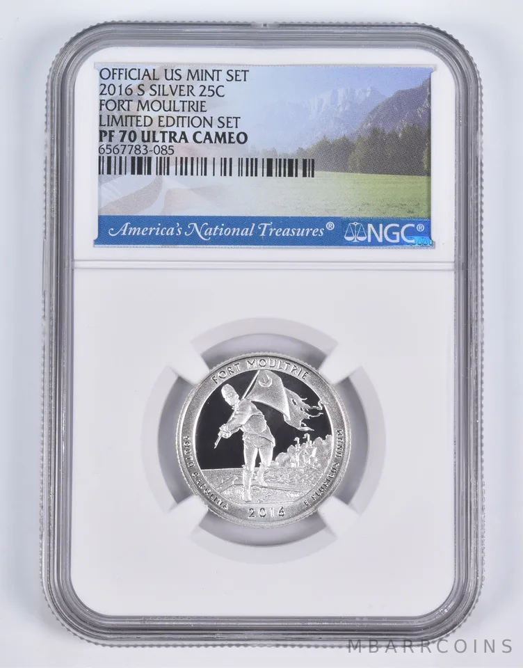2016-S Silver PF70 ANT Fort Moultrie Quarter Limited Edition NGC