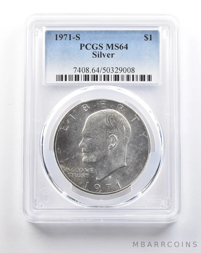1971-S Eisenhower Dollar Silver Peg Leg MS64 PCGS *5309