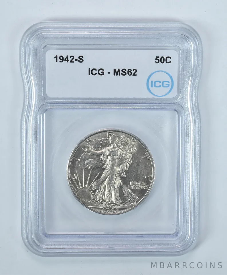 1942-S Walking Liberty Half Dollar MS62 ICG