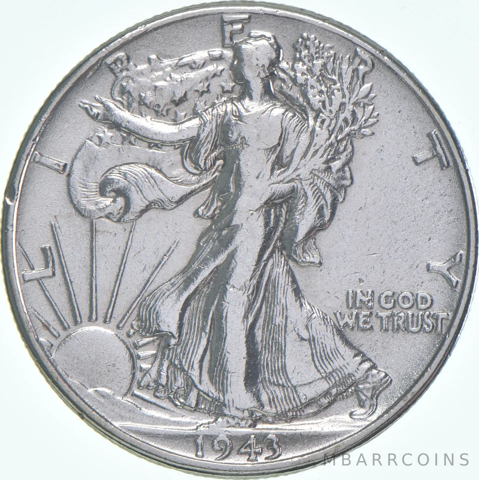 XF/AU 1943 Walking Liberty Half Dollar Polished 90% Silver