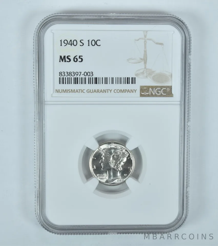 1940-S Mercury Dime MS65 NGC Brown Label