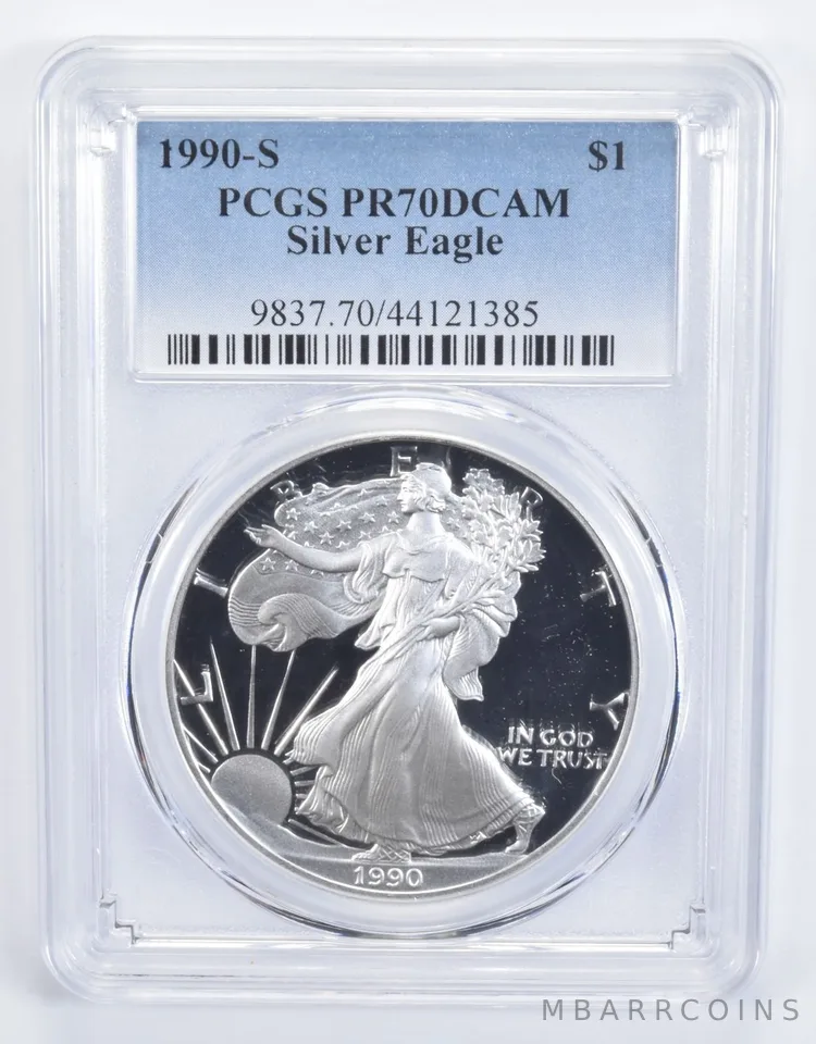 1990-S American Silver Eagle PR70 DCAM PCGS Blue Label