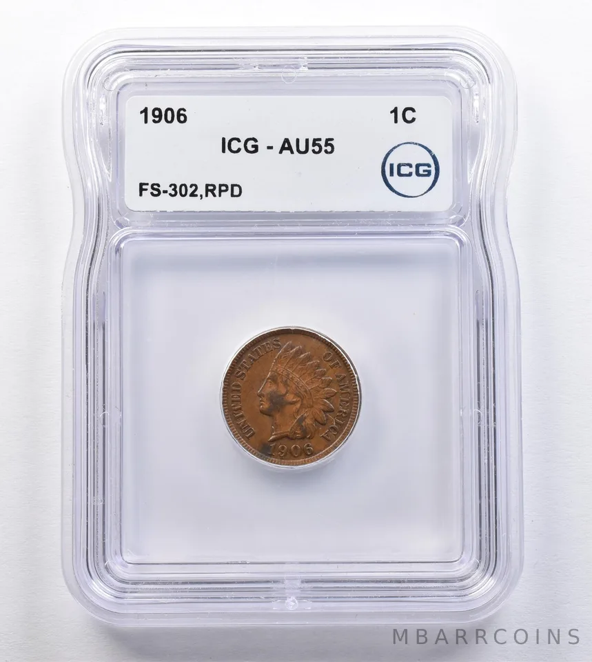 1906 Indian Head Cent FS-302 RPD AU55 ICG *2047
