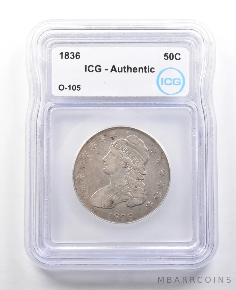 1836 Capped Bust Half Dollar O-105 Authentic ICG *2986