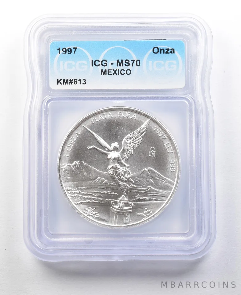 1997 Mexico 1 Onza Silver Libertad MS70 ICG