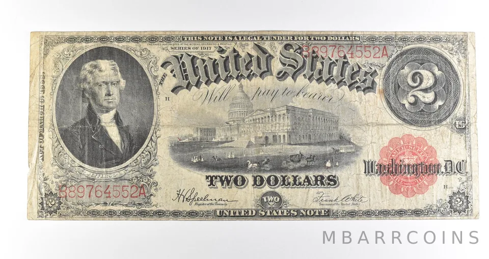 1917 $2 Legal Tender Large Note Red Seal *4567