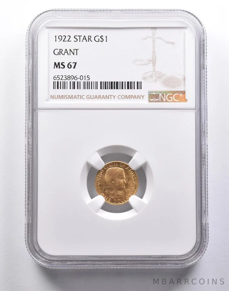 MS67 1922 $1 Grant Commemorative Gold Dollar With Star NGC *3655