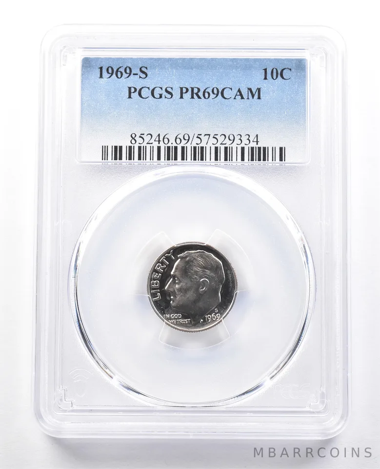 1969-S Roosevelt Dime PR69 CAM PCGS Blue Label