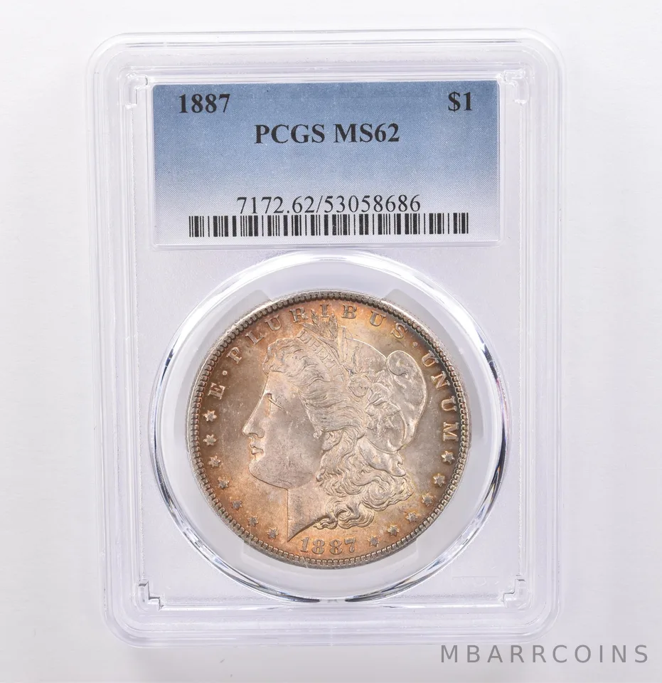 1887 Morgan Silver Dollar MS62 PCGS Beautiful Tone *9263
