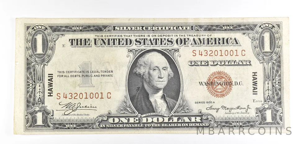 1935 A $1 Silver Certificate Hawaii Fr#2300 Nice AU Occupation WWII Note *9313