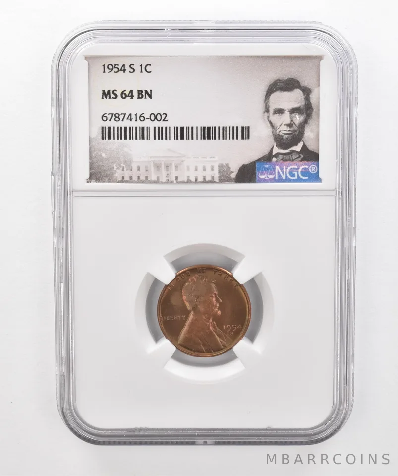 1954-S Lincoln Wheat Cent MS64 BN NGC Beautiful Tone *2956