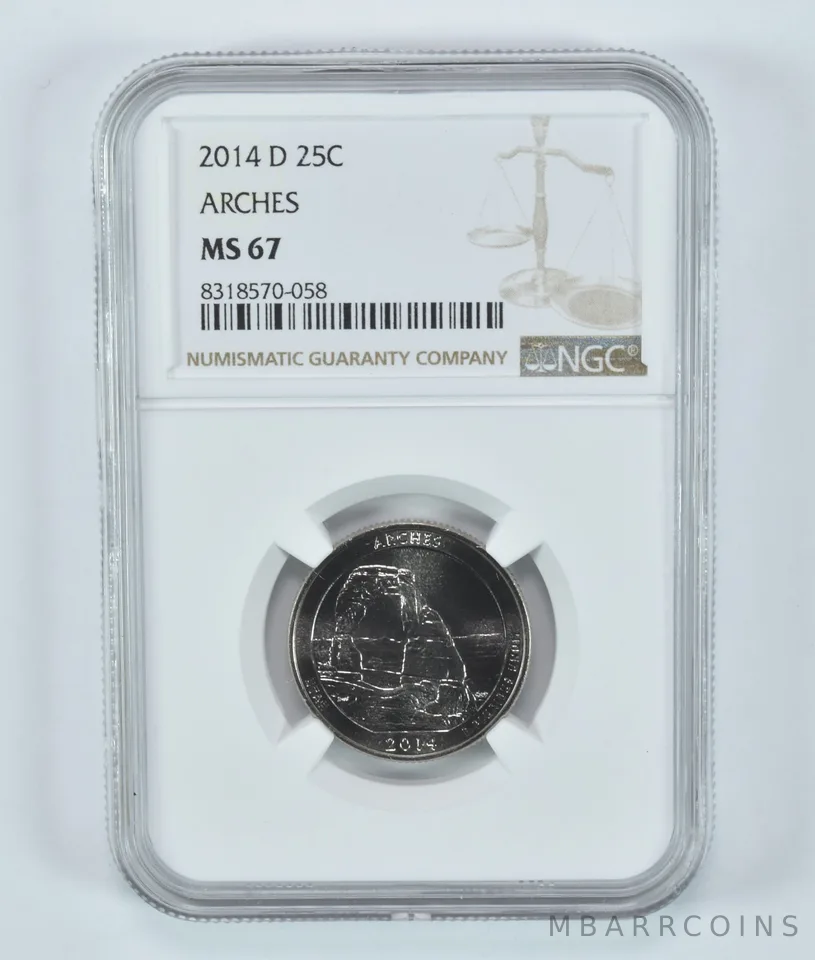 2014-D Washington Quarter Arches America The Beautiful MS67 NGC