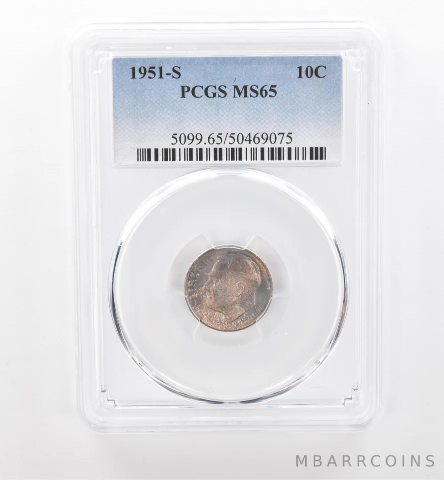 1951-S Roosevelt Dime MS65 PCGS Beautiful Tone *1880