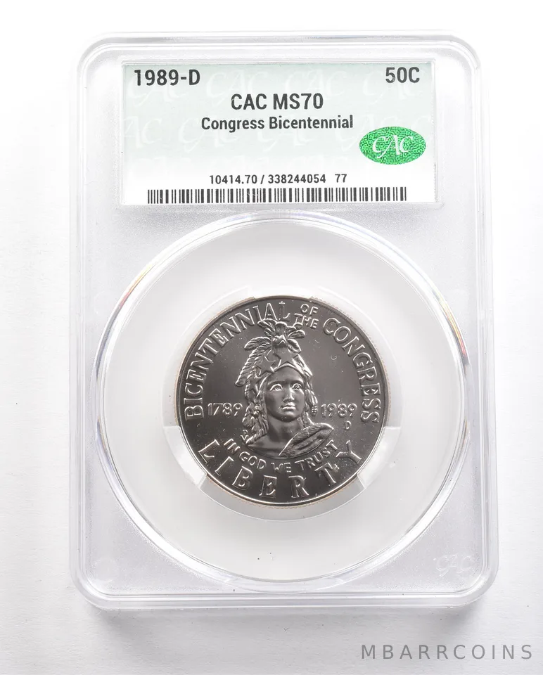 1989-D Congress Bicentennial Commemorative Half Dollar MS70 CAC *5907