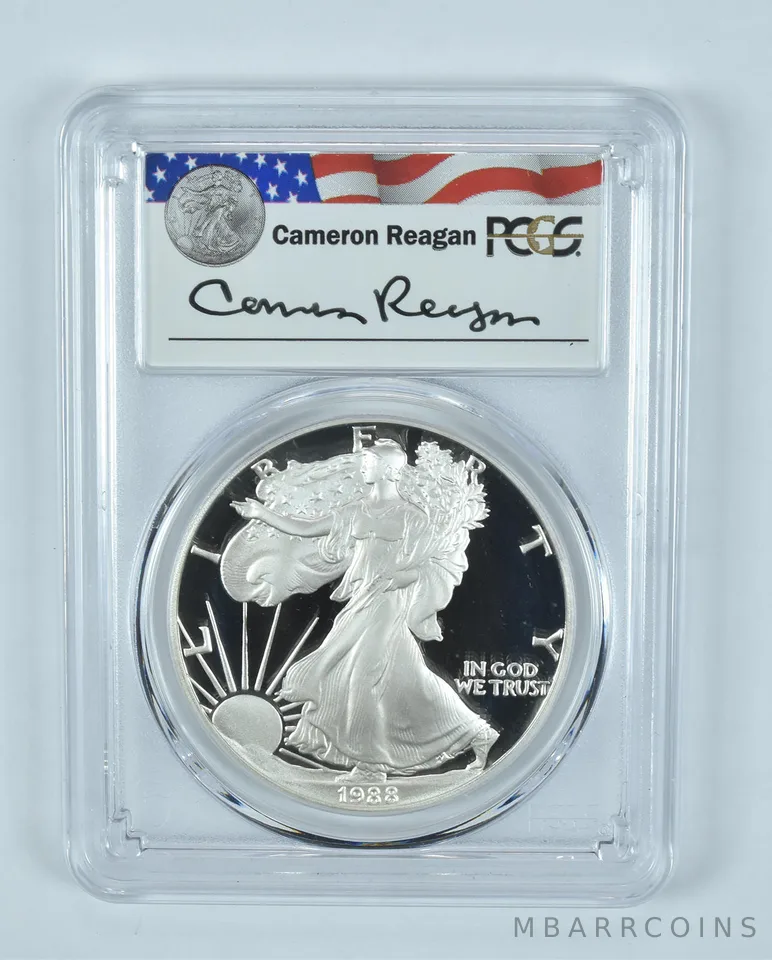 1988-S American Silver Eagle Cameron Reagan Signed PR69 DCAM PCGS