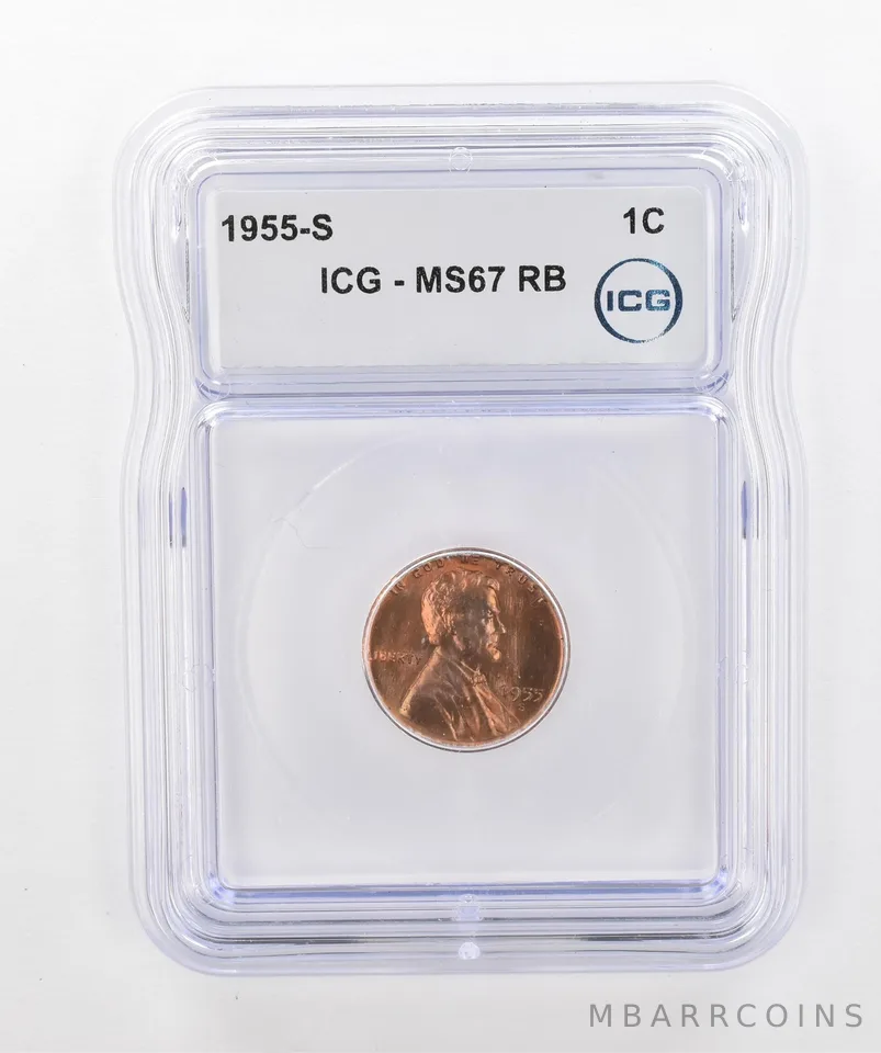 1955-S Lincoln Wheat Cent MS67 RB ICG Beautiful Tone *2913
