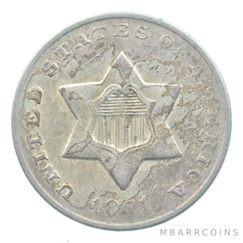 1851-O Three Cent Silver Trime Small Letters *9995