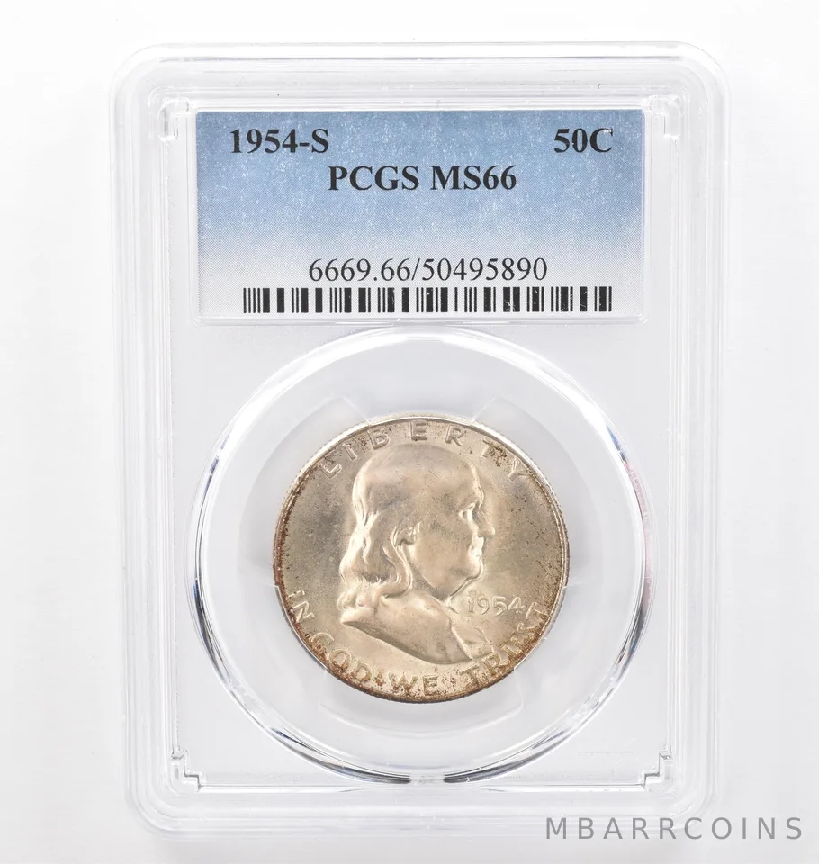 1954-S Franklin Half Dollar MS66 PCGS Peripheral Tone *6221