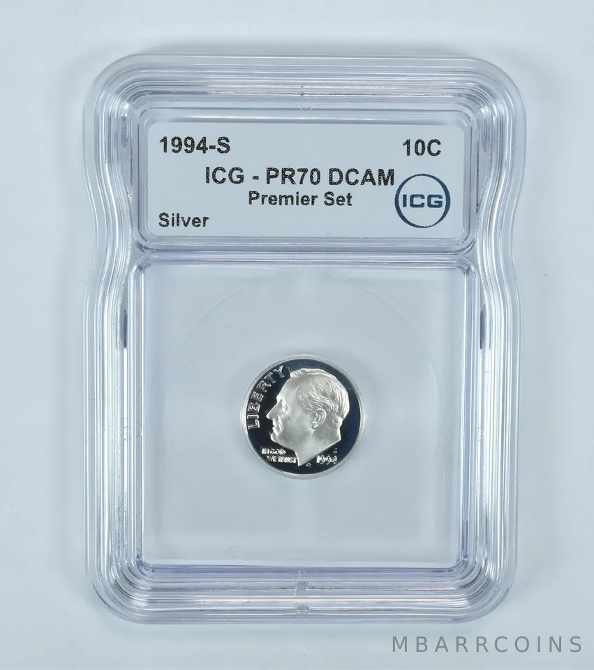 1994-S Roosevelt Dime Silver Premier Set PR70 DCAM ICG