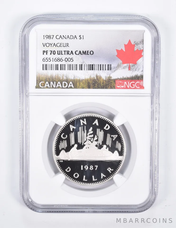 1987 PF70 Canadian $1 Voyageur NGC Canada Lbl