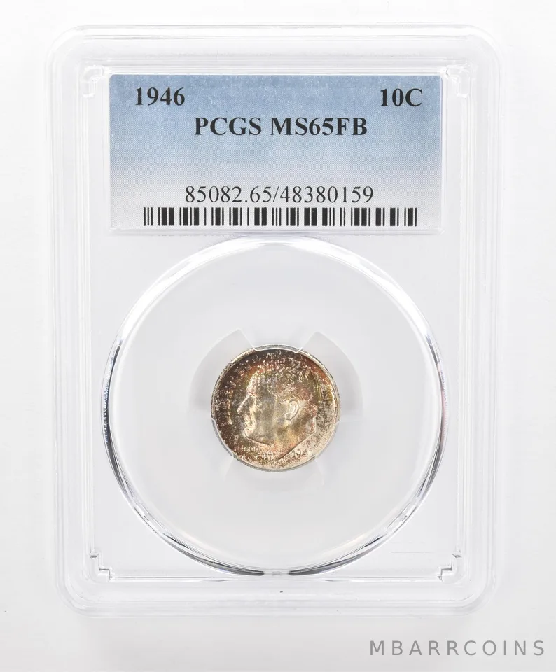 1946 Roosevelt Dime MS65 FB PCGS Beautiful Tone *2793