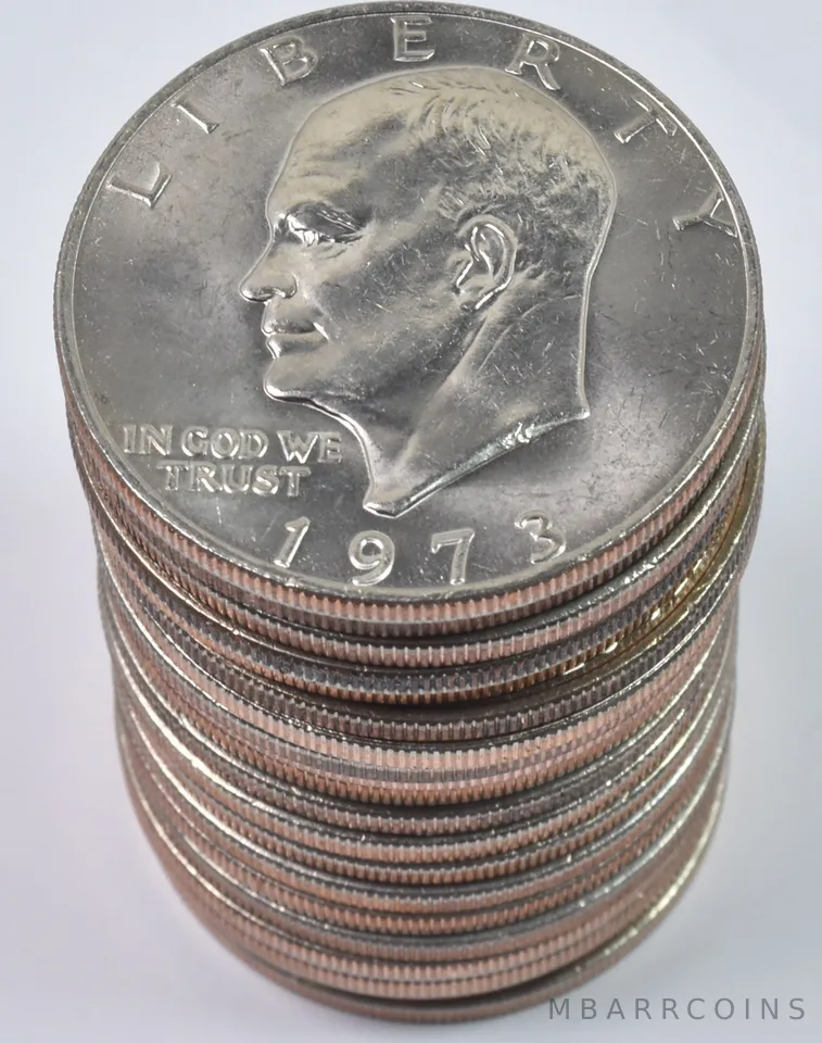 (20) 1973-P BU/Unc Eisenhower Ike Dollar Clad Roll Lot