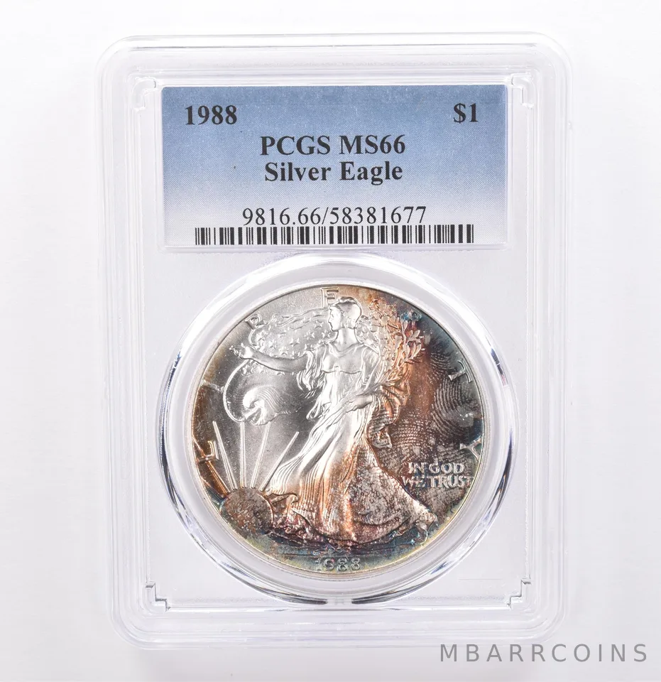 1988 American Silver Eagle MS66 PCGS Beautiful Tone *9278