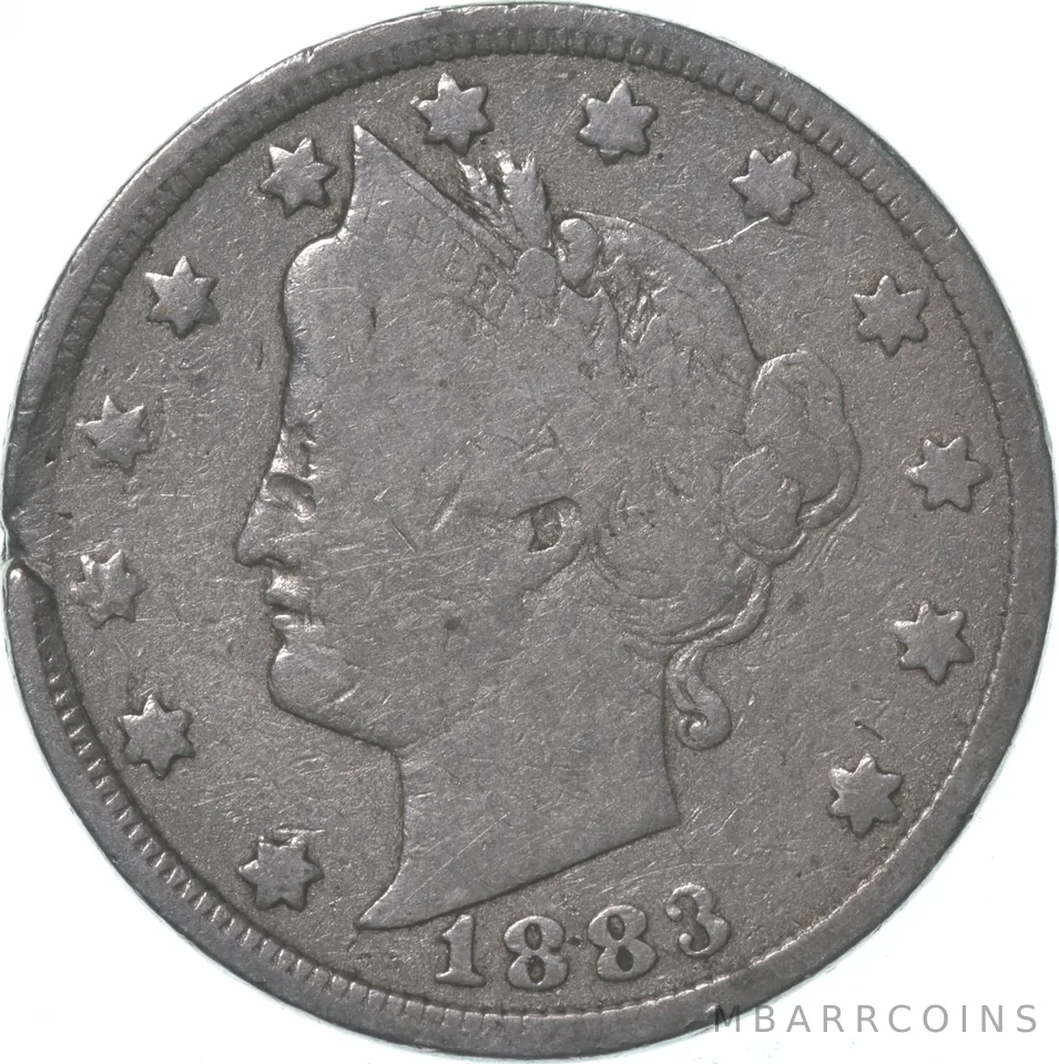 1883 Liberty V Nickel No Cents Planchet Crack *8274