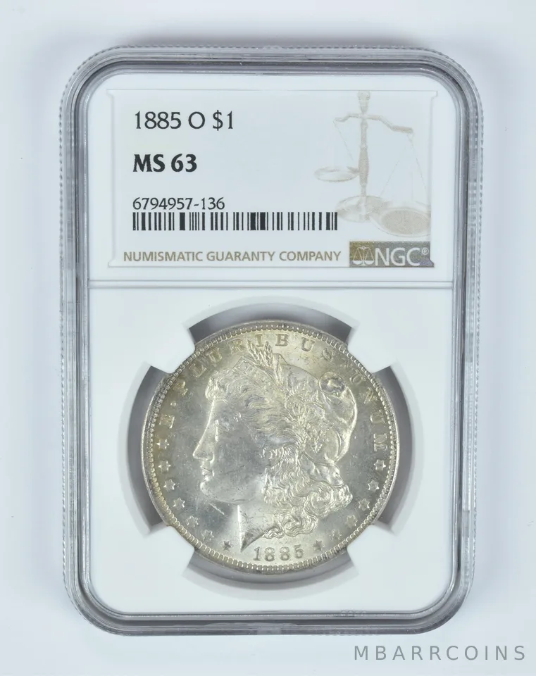 MS63 1885-O Morgan Silver Dollar NGC Beautifully Toned *7460