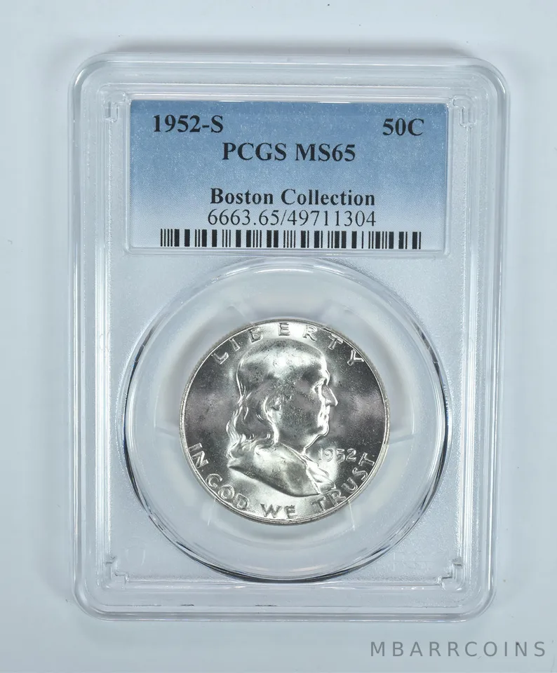 1952-S Franklin Half Dollar Boston Collection MS65 PCGS Blue Label