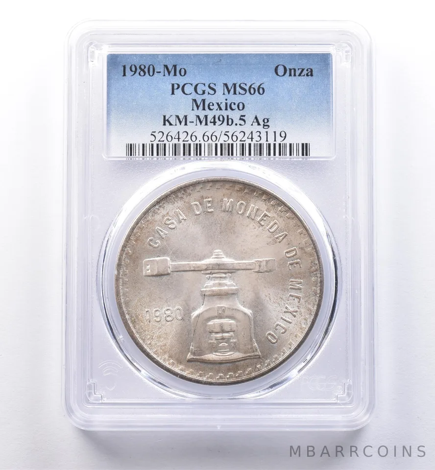 1980 Mo Mexico 1 Onza Silver KM-M49b.5 MS66 PCGS a8561