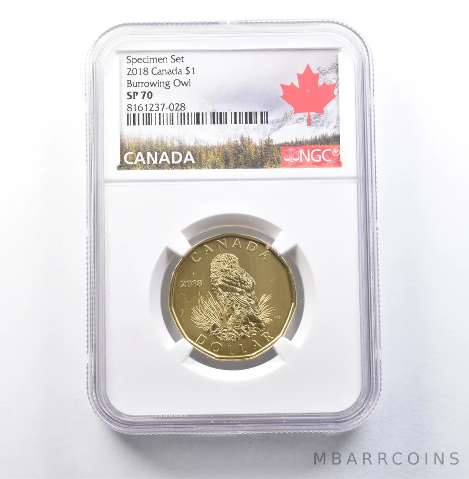 2018 Canada 1 Dollar Specimen Set Burrowing Owl SP70 NGC a5940
